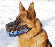 German Shepherd Hand Painted Leather Dog Muzzle "Flame"